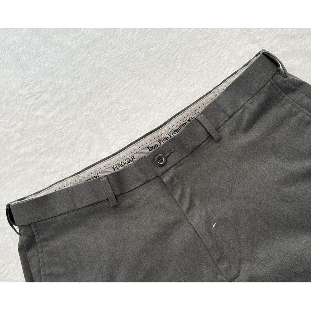HAGGAR 38x32 GRAY "Iron Free Premium Khaki" Men's Casual/Dress ~ EXCELLENT
